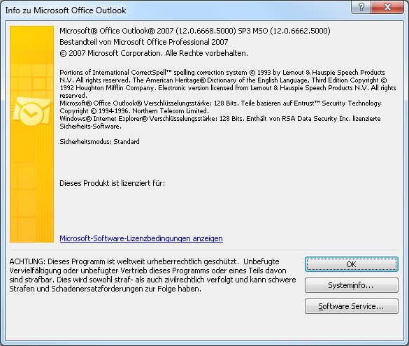 Outlook version information