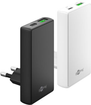 Goobay USB-C™ PD GaN Dual-Schnellladegerät 90° Flat (65 W