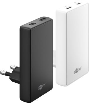 Goobay USB-C™ PD GaN Dual-Schnellladegerät 90° Flat (65 W