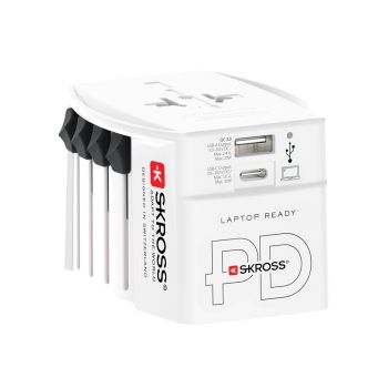 SKROSS World Adapter MUV USB AC30PD, weiß - Innovativer 2