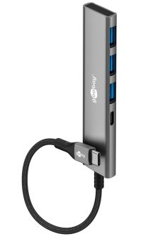 Goobay Slim 4-Port USB-Hub, USB-C™ auf USB-C™/USB-A, 5 Gb