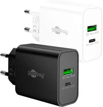 Goobay USB-C™ PD GaN Dual-Schnellladegerät (30 W) schwarz